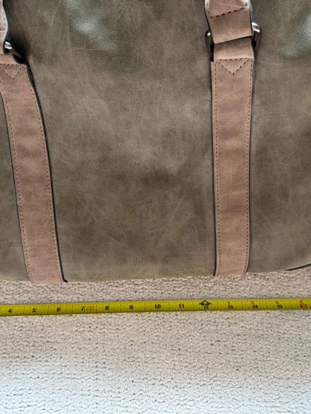 JACKSON Olive Canvas Duffel with Brown Leather Trim